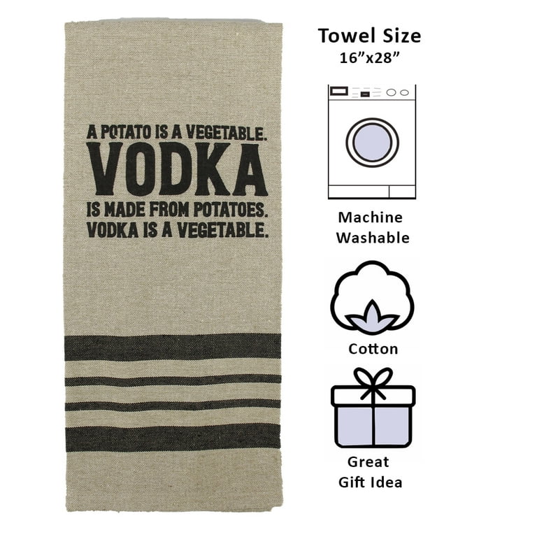 Funny Kitchen Towels, Fun Dish Towels with Wine Alcohol Drink Theme, 5  Flour Sack Towels