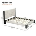 thumbnail image 4 of Christopher Knight Home Queen Boucle Upholstered Bed Frame with Square-Stitched Headboard, Beige and Black, 4 of 6