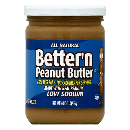Bettern Low Sodium Peanut Butter, 16 OZ (Pack of (Best Peanut Butter For Low Carb Diet)