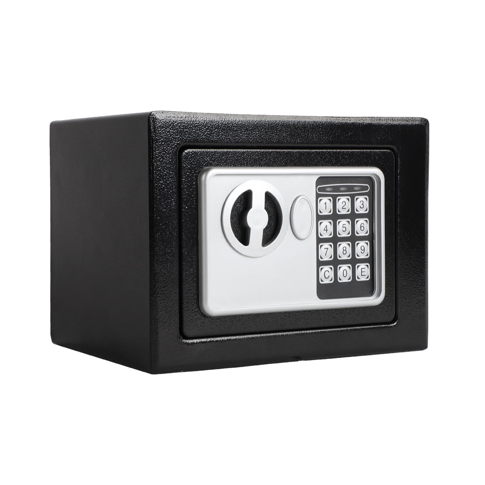 Tcbosik Electronic Security Safe Box with Key for Home Office, Mini Safety Box for Jewelry Cash Gun Storage, Black