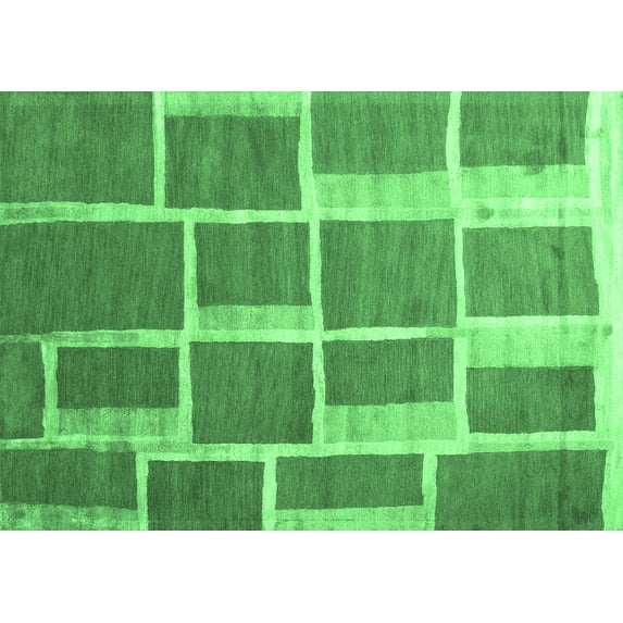 Ahgly Company Indoor Rectangle Abstract Emerald Green Contemporary Area Rugs, 6' x 9'