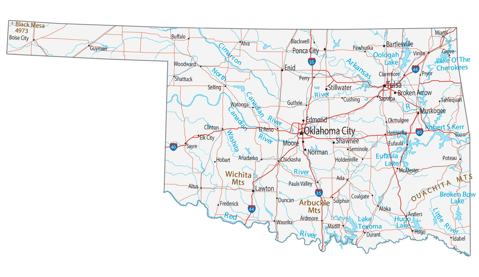 Printable Oklahoma Map Printable Oklahoma Map