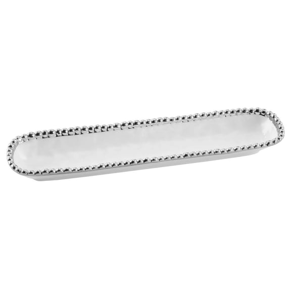 Pampa Bay Salerno Porcelain Cracker Tray, White/Silver