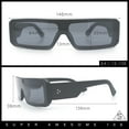 thumbnail image 3 of Bold Narrow Rectangle Shield Inset Lens 80s Robotic Plastic Sunglasses Matte Black - Black, 3 of 8