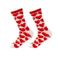 thumbnail image 2 of Valentine's Day Socks for Women, Pink Ribbon & Red Heart Design, Soft Stretch Nylon Spandex Crew Socks, One Size Fits Most,Size Free Size, 2 of 5