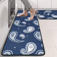 thumbnail image 2 of Kitchen Rugs Sets Of 2,Blue Pioneer Flower and Paisley Pattern Anti Fatigue Kitchen Mat Rugs Non Slip Washable,Decorative Kitchen Floor Mats for Kitchen,Sink,Laundry,17"x47"+17"x47", 2 of 5