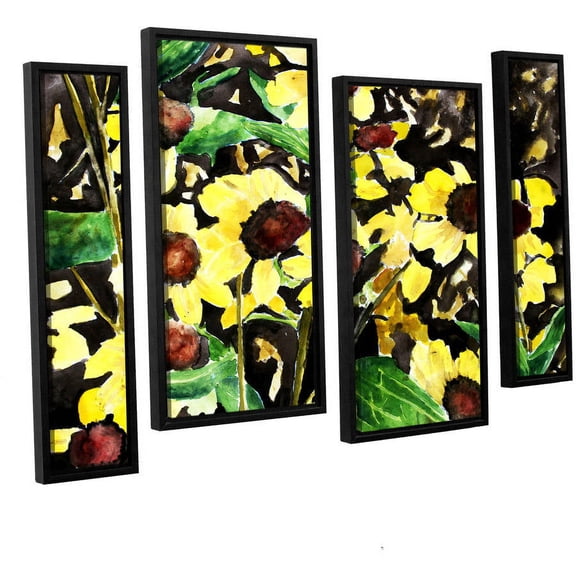 ArtWall Derek Mccrea "Black Eyed Susan" 4-Piece Floater-framed Canvas Staggered Set