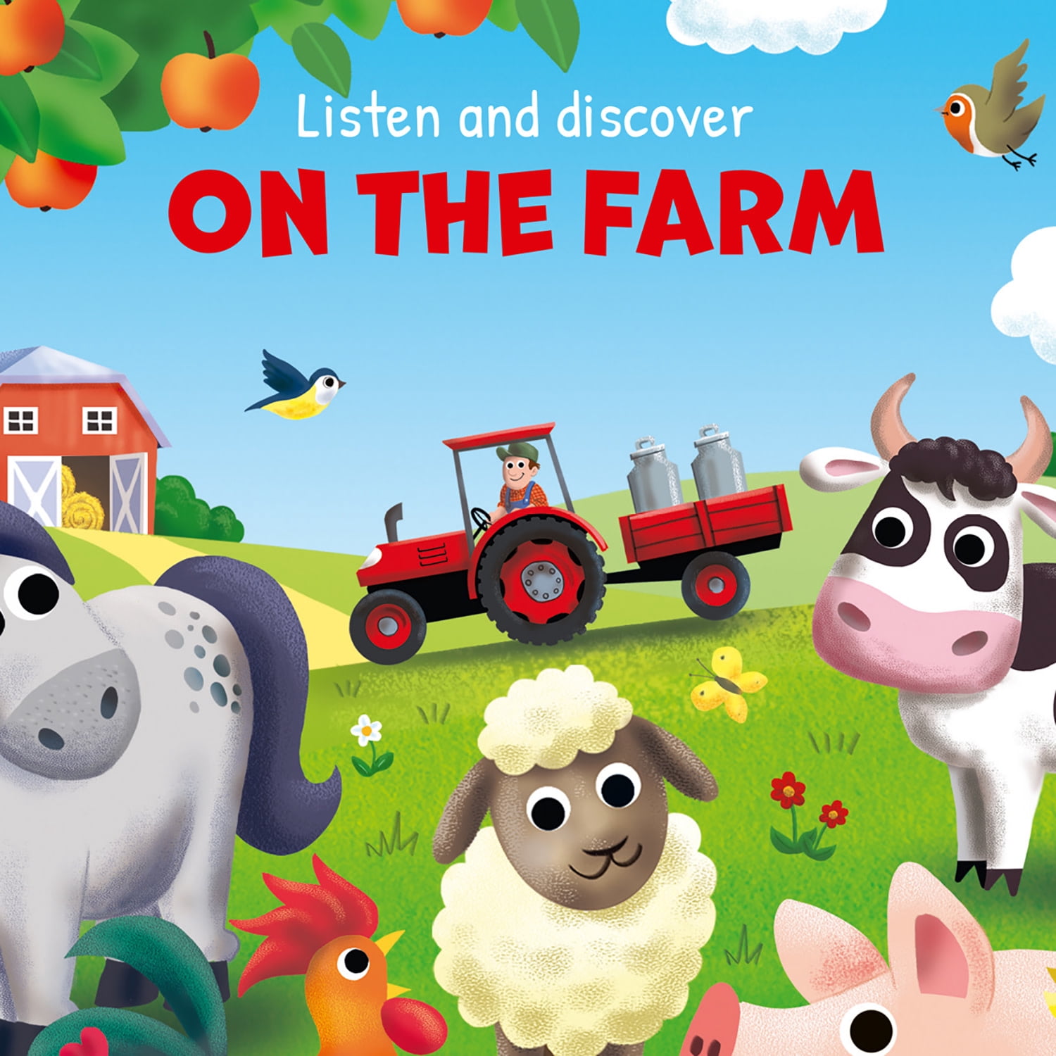 book 'n' app: Listen & Discover Book - On The Farm - Soft Touch Press, 10 Animal Themed Sounds, Interactive Play-Read-Learn Story, Kids-Toddlers 18Mo+