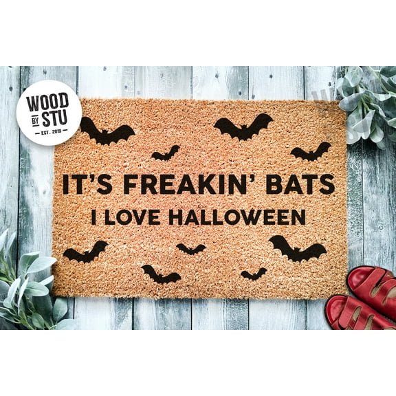 Its Freakin Bats I Love Halloween Door Mat | Funny Meme Doormat | Welcome Mat | Halloween Decor | Home Doormat | Halloween Welcome Mat