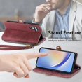 thumbnail image 4 of Funda de cuero con hebilla lateral y cremallera geométrica para Samsung Galaxy A54 5g (rosa), 4 of 5