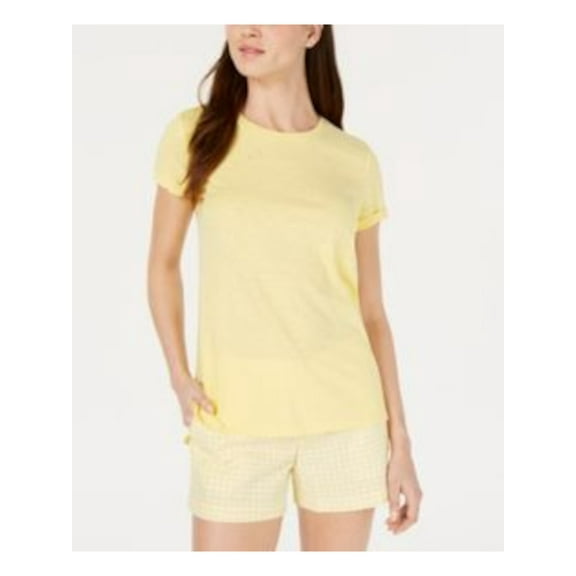 MAISON JULES Womens Yellow Short Sleeve Crew Neck T-Shirt XS