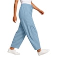 thumbnail image 6 of GUACER Cotton Linen Harem Pants for Women Elastic Waist Drawstring Casual Wide Leg Trousers with Pockets, 6 of 6