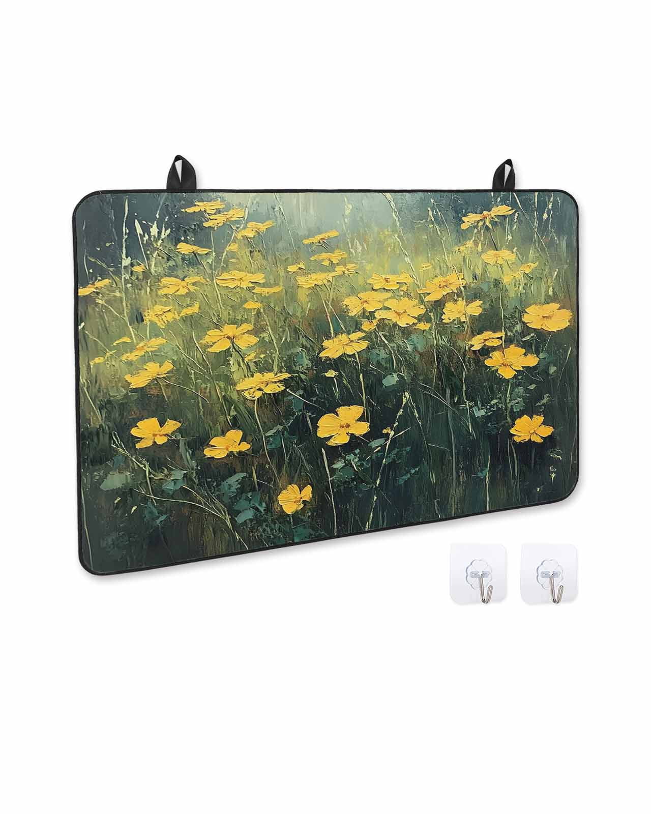 nqOlkjepod Large Induction Cooktop Protector Mat 36"x21", Yellow Spring Floral Stove Top Covers for Electric Stove, Modern Oil Painting Summer Botanical Stove Burner Cover Mats Stove Cover