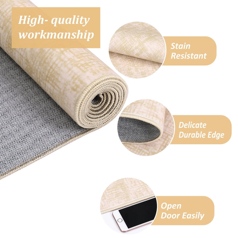 5x7 Machine Washable Area Rug for Living Room Non-Slip Stain Resistant Modern Abstract Area Rug Contemporary Solid Throw Rug for Dining Room, Beige