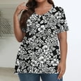 thumbnail image 2 of Fancifize Plus Size Womens Floral Blouse Short Sleeve V Neck Tunic Top Loose Casual Dressy Shirt for Summer,, 2 of 6