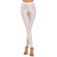 thumbnail image 4 of Pantalones ajustados sin entrepierna para mujer, lencería Sexy, disfraz brillante, elástico, Color sólido, cinturilla elástica, mallas con entrepierna abierta, 4 of 5