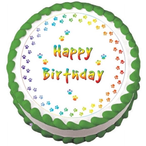 Rainbow Paw Print Edible Frosting Sheet Photo Image Cake Topper