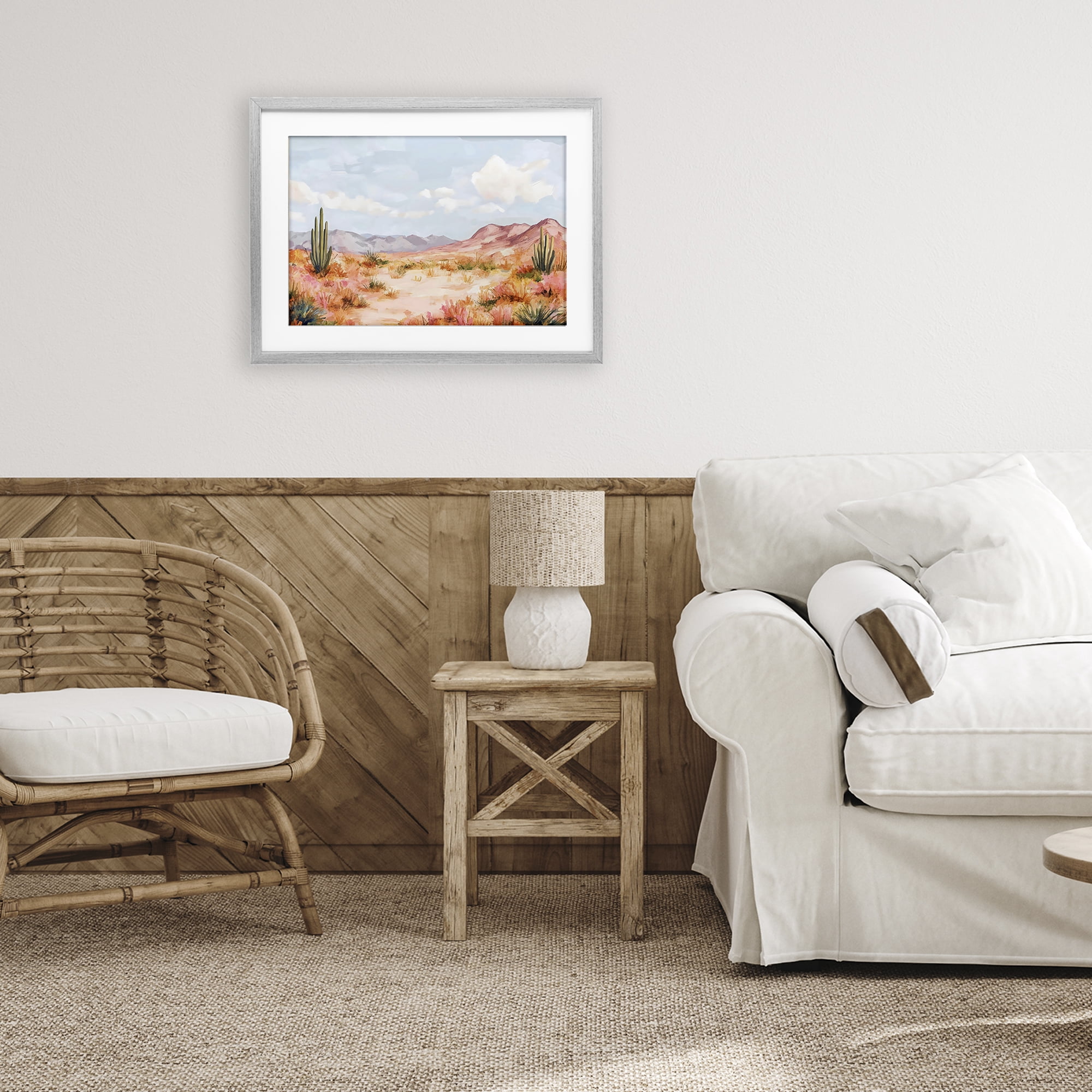 Stupell Industries Pastel Desert Dream Sunset Gray Framed Print Under Glass, design by Creative Studio