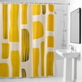 thumbnail image 4 of Yellow Floral Geometric Texture Fabric Shower Curtain Modern Art Washable Shower Curtains for Bathroom, Waterproof Bath Curtain with Hooks Home Decor 36x72in, 4 of 8