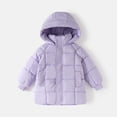 thumbnail image 5 of Ymyiu Toddler Girl Fall Jacket Girl's Lightweight Winter Coat Lined Long Puffer Jacket Waterproof Warm Quilted with Hood 4T 5T(Purple, 4-5 Years), 5 of 7