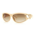 thumbnail image 5 of Womens Diva Wrap Around Double Heart Jewel Hinge Plastic Fashion Sunglasses Peach - Brown, 5 of 7