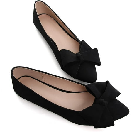 

Pfhytec LU Pointy Toe Ballet Flats for Women with Cute Bowknot Elegant Slip-ons Soft Support Daily Walking Shoes