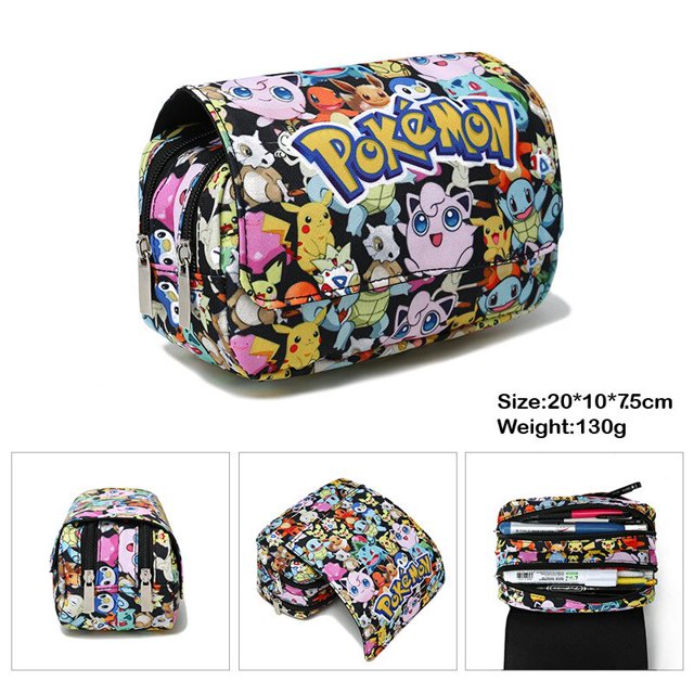Estuche de lápices de Pokémon para niños, estuche de lápices de Pikachu para mascotas de dibujos animados, gran capacidad, bolsa de bolígrafos para estudiantes escolares, regalo de juguete de cumpleañ Fivean unisex