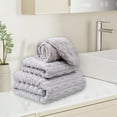 thumbnail image 4 of JGJJUGN Velvet Candy Striped Bath Towel Set - Soft Absorbent Face Wash Towels - Thickened Plush Bathroom Towels - Travel and Home Use - 3 Piece Gift Package - Stylish Color Options, 4 of 6