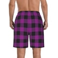 thumbnail image 3 of Naloa Purple Black Plaid Men's Beach Shorts, Surfing shorts, Swim trunks, Quick Dry Swim Trunks for Surfing Beach Fun - XX-Large, 3 of 9