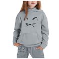 thumbnail image 2 of LIUYUNNN Kids Boys Girls Sweatsuit Set 2PC Long Sleeve Cat Grey Hooded Sweatshirt Sweatpants Warm Fall Winter Clothes Boys Sets 3-4 Years Boys Girls Fall and Winter Outfits, 2 of 5