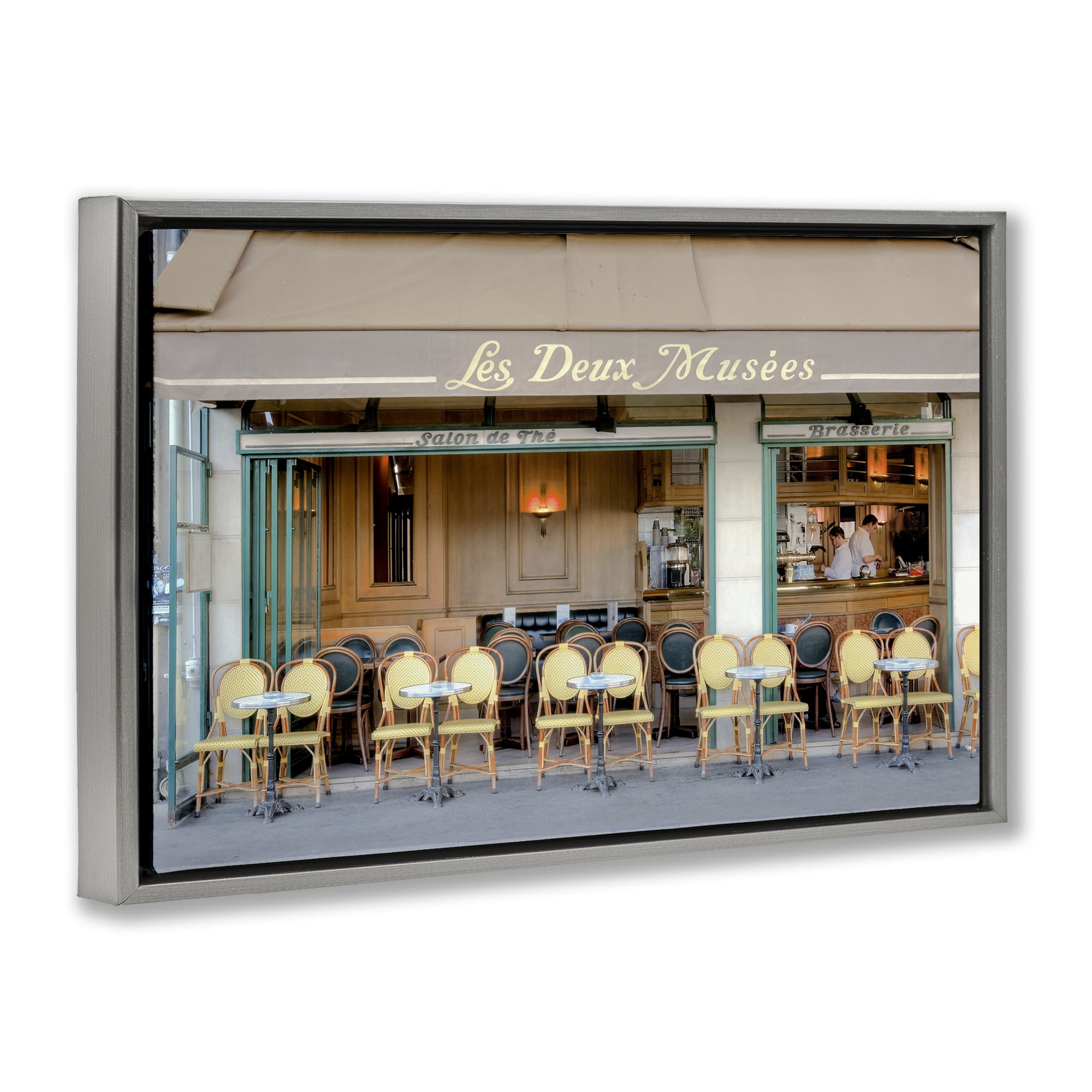 Stupell Industries Parisian Outdoor Seating Cafe Gray Framed Floater Canvas Wall Art, design by Alan Blaustein