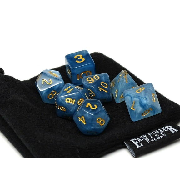 Blue Ivory Dice Collection - 7 Piece Set