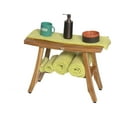 thumbnail image 5 of Drevy Teak Shower Bench 24″ Natural Wood Shower Stool with Curved Seat and Shelf Wooden Seat Shower Stool for Indoor and Outdoor Use, 5 of 8