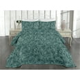 thumbnail image 2 of Ambesonne Forest Quilted Bedspread Set 3 Pcs, Tropical Jungle Boho Flowers, King, Teal and Almond Green, 2 of 4