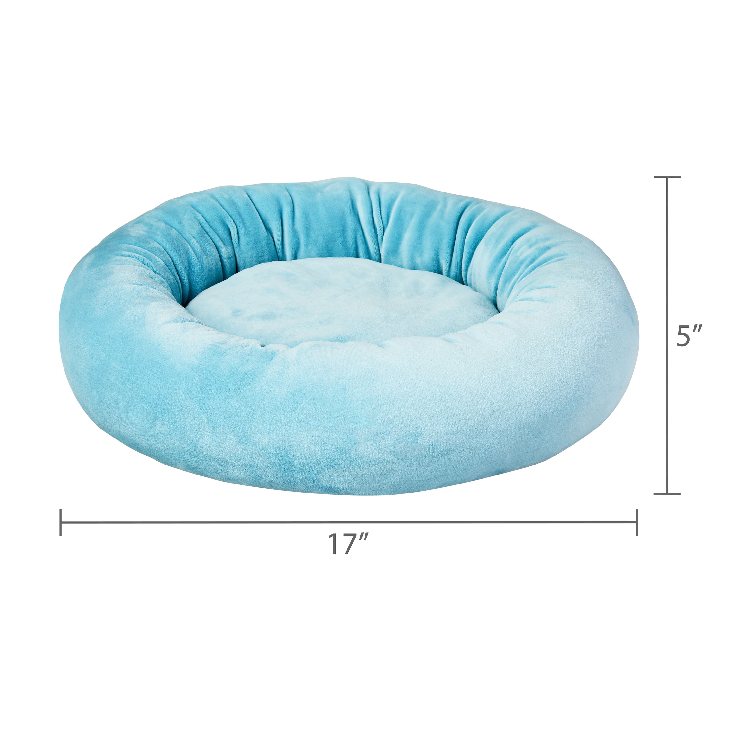 Vibrant Life Small Squishy Cuddler Pet Bed, Blue, 17"