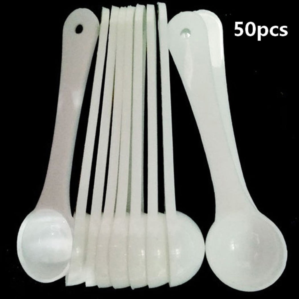 Girlsshop Plastic Measuring Spoon,50Pcs 1g White Plastic Measuring Spoon  Gram Scoop Food Baking Medicine Powder 