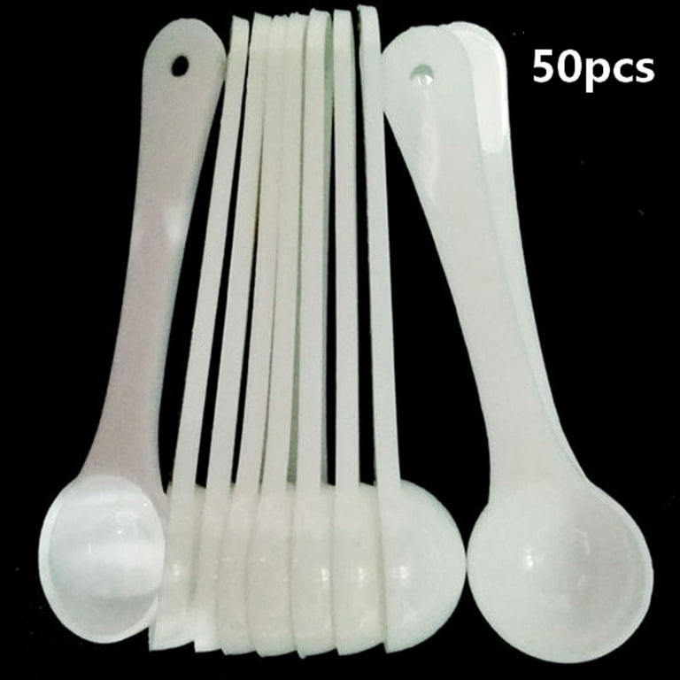 Fule 50pcs 1g White Plastic Measuring Spoon Gram Scoop Food Baking Medicine  Powder