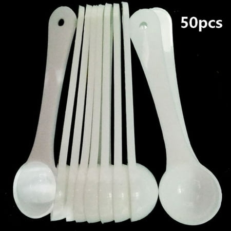

50pcs 1g White Plastic Measuring Spoon Gram Scoop Food Baking Medicine Powder