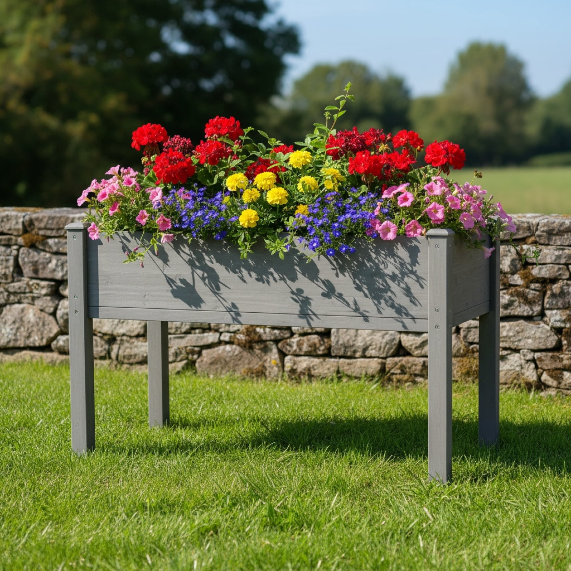 Jopath Grey Raised Garden Bed with Legs, Elevated Wooden Planter Box for Outdoor Plants Flowers Fruits Vegetable Herb Growing(48"x24"x30")