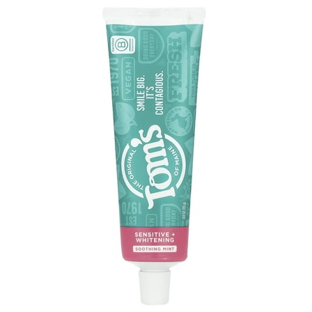 Tom's of Maine Sensitive   Whitening, Toothpaste for Sensitive Teeth, Fluoride-Free, Soothing Mint, 1 oz