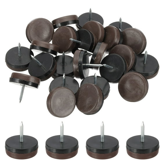 Uxcell Chair Slides Nail on Furniture Glides Chair Leg Floor Protectors for Wooden Furniture, Table Feet, Carpet and Hardwood Brown 1.2"