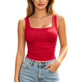 thumbnail image 2 of Endives Women's Tanks Top Square Neck Sleeveless Tops Double Lined Deep Back Top Bodycon Summer Going Out Top Tank Tops for Women XS, 2 of 5
