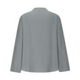 thumbnail image 5 of Women Casual Linen Shirt Long Sleeve Button V-Neck Fall Top Solid Color Loose Lightweight Lounge Tee Shirts 2025 (Gray 2XL), 5 of 6