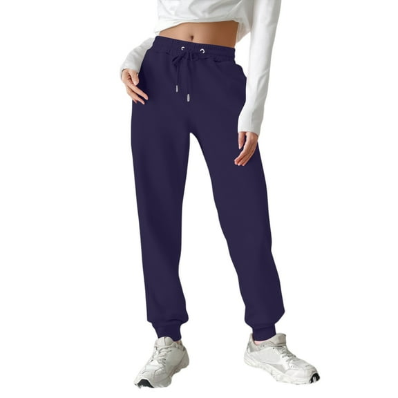 Hogleaql Women's Joggers 2025 Baggy Straight Leg Sweat Pants Long Joggers with Pockets Loose Elastic Waist Cinch Bottom Sweatpants