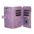 thumbnail image 4 of Allytech Zipper Wallet Case for Samsung Galaxy S24 Plus with Wrist Strap & Shoulder Strap, Premium PU Leather Card Slots Kickstand Magnetic Clasp Shockproof Protective Cover Case - Purple, 4 of 9