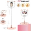Ultra Bright Ring Light Kit 10.8" w/ Portable Design & Phone Holder for Live Streaming, Dimmable Makeup Ring Light for Photography, Pink