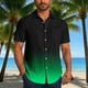 thumbnail image 1 of Blusa y camisa de manga corta con cuello vuelto para hombre, blusa informal de moda con cuello vuelto, estampado degradado, camisa de manga corta con botones, blusa de poliéster para hombre, 1 of 6
