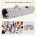 thumbnail image 4 of Happy & Polly Cozy Convertible Cat Tunnel Toy, Collapsible Grey and White Plaid Pet Play Tube for Indoor Cats, 4 of 9