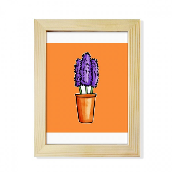 Purple Potted Flower Simple Desktop Adorn Photo Frame Display Art Painting Wooden