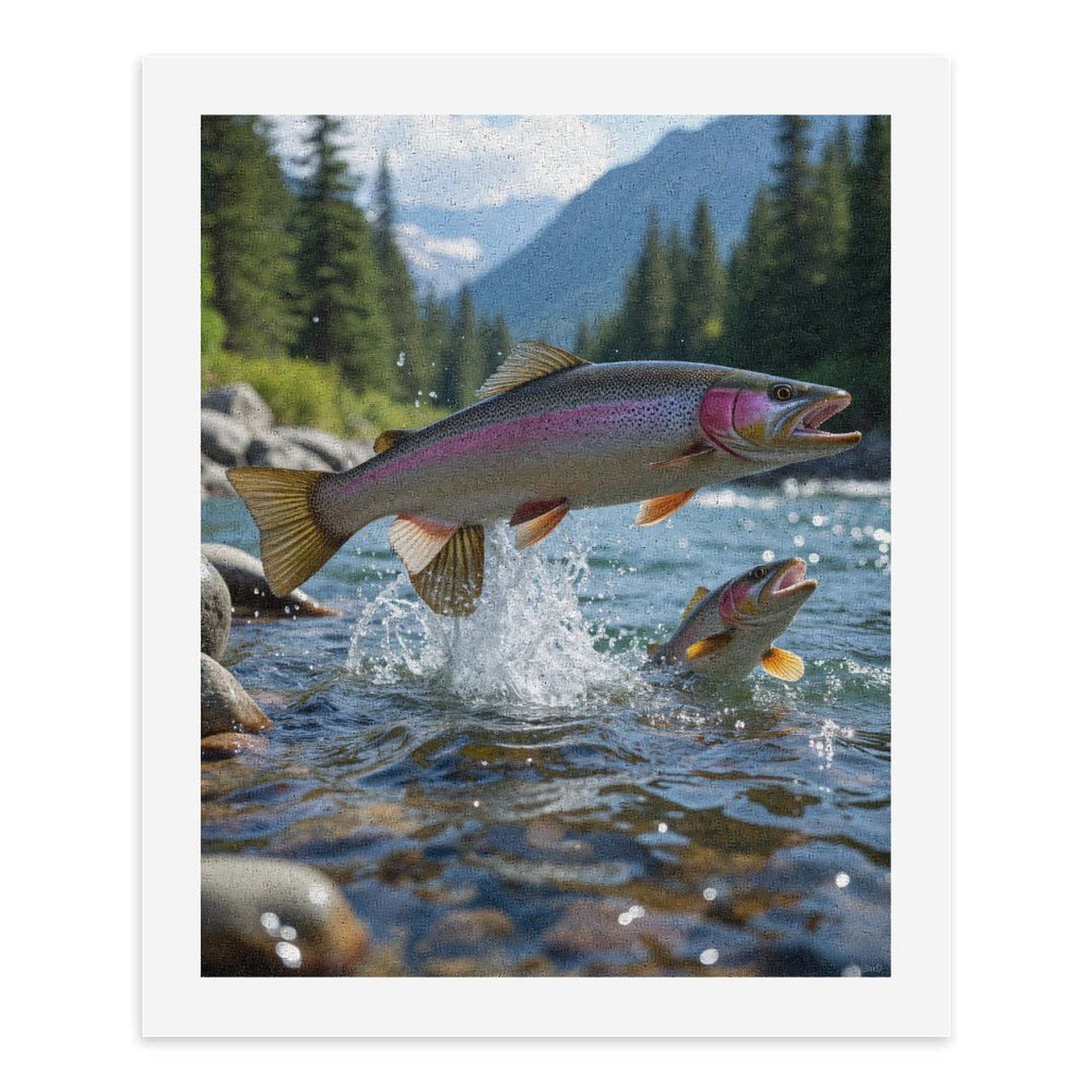 Paint by Numbers Kit for Adults, Rainbow Trout In Mountain Stream Paint by Numbers, Easy Paint by Numbers Kit for Adults Beginner, DIY Adult Paint by Number Kits on Canvas, 12x16in Home Decor
